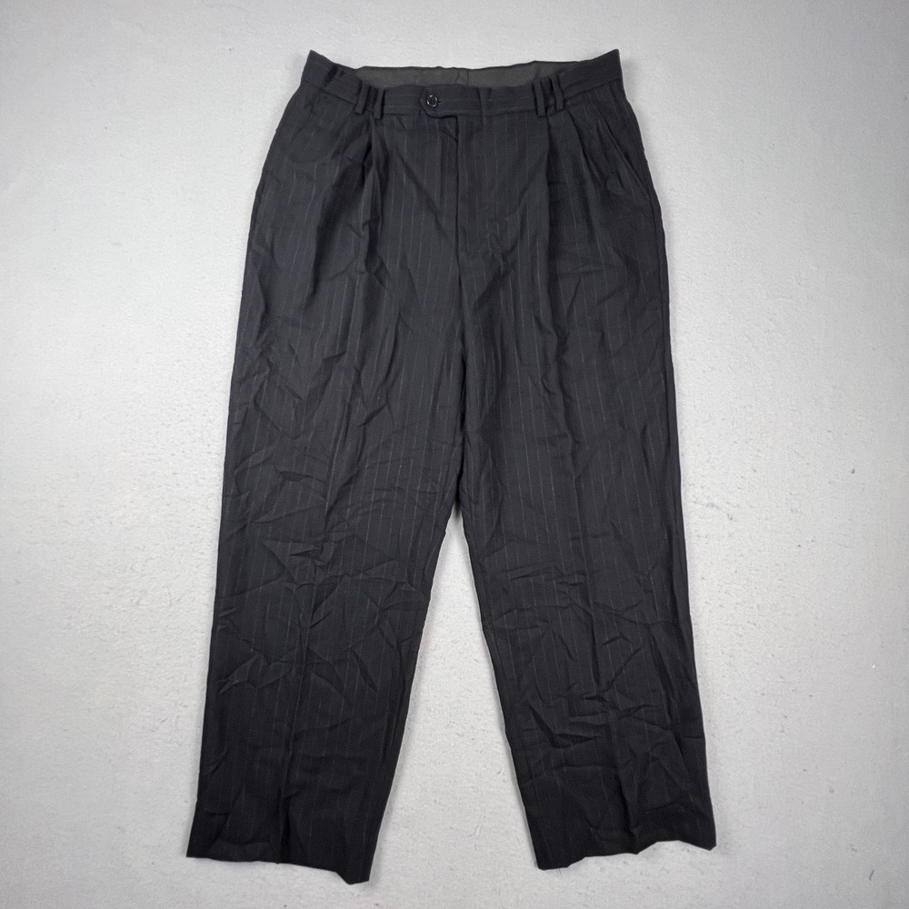 VTG Giorgio Armani Le Collezioni Pinstripe Mens Pleated Trousers 90s Corp Luxury